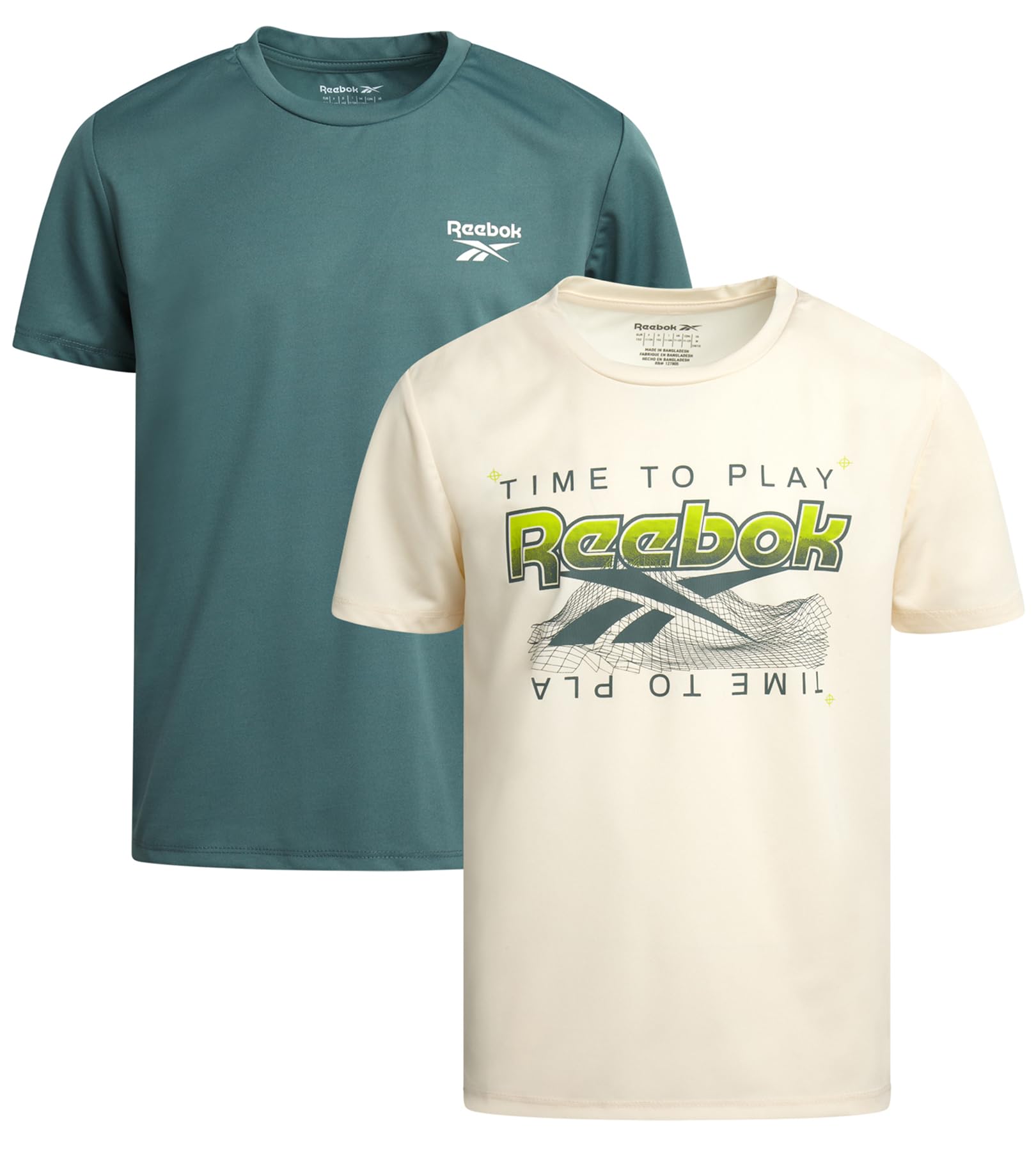 Reebok Boys Shirts - 2 Pack Active Performance Dry Fit T Shirts for Boys - Athletic Training Tops for Kids (8-20)